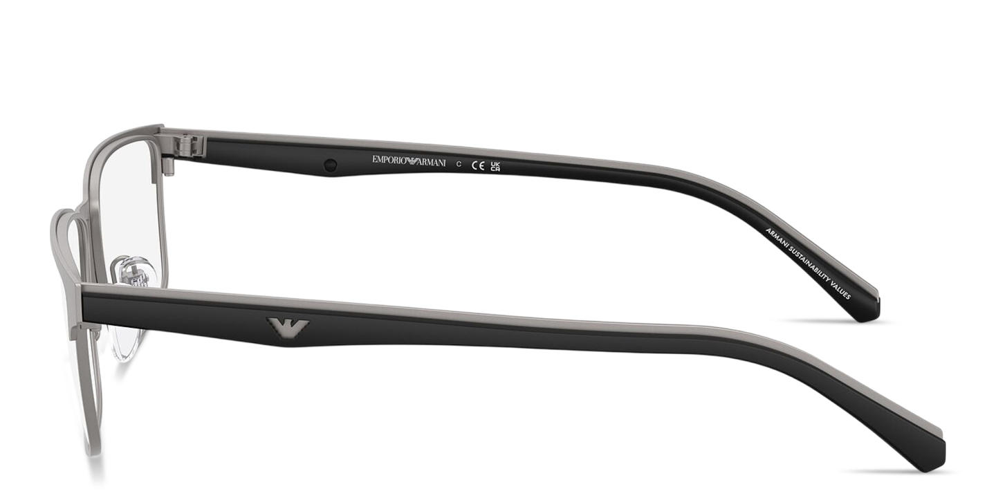 Shop Emporio Armani Eagle Logo Rectangle Eyeglasses in Matte Gunmetal online.