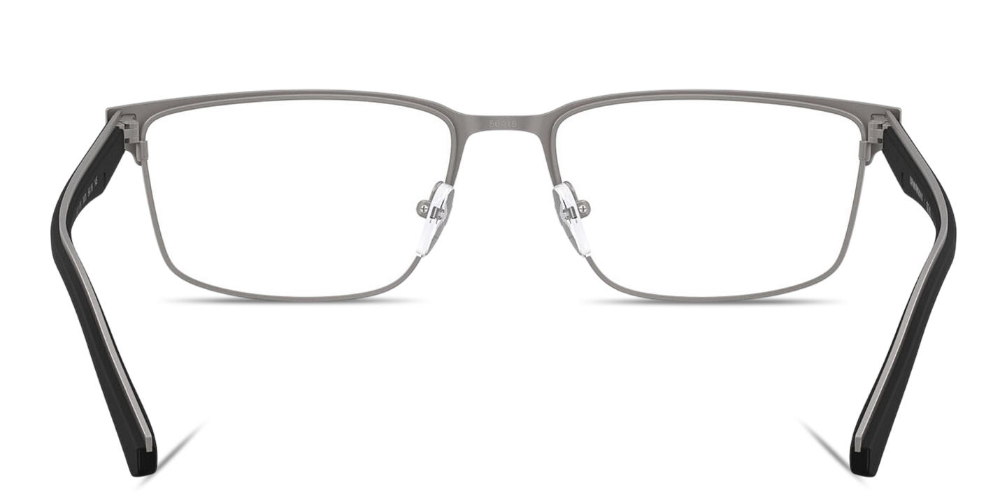 Shop Emporio Armani Eagle Logo Rectangle Eyeglasses in Matte Gunmetal online.