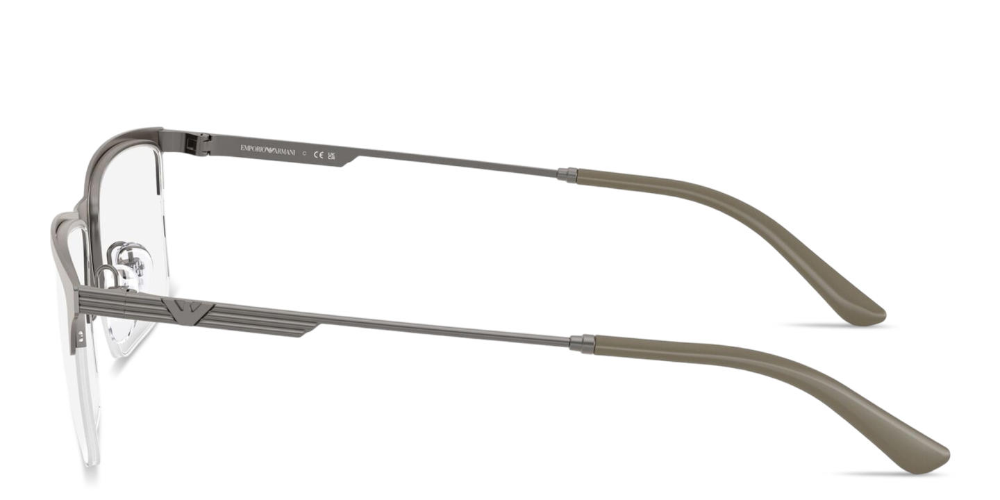 تسوق نظارات طبية بإطار نصفي مستطيل واسع بشعار النسر امبوريو أرماني بلون رمادي مطفي أونلاين.