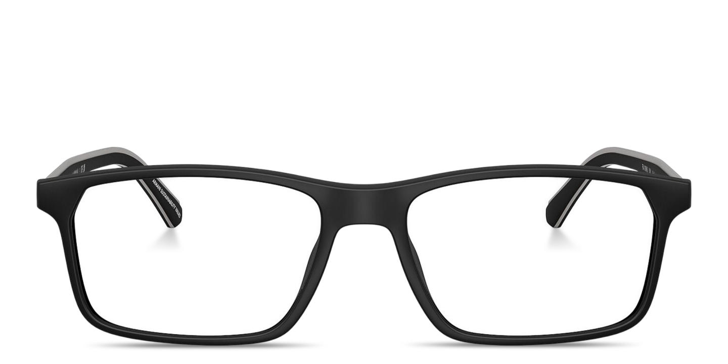 Shop Emporio Armani Eagle Logo Wide Pillow Eyeglasses in Matte Black online.