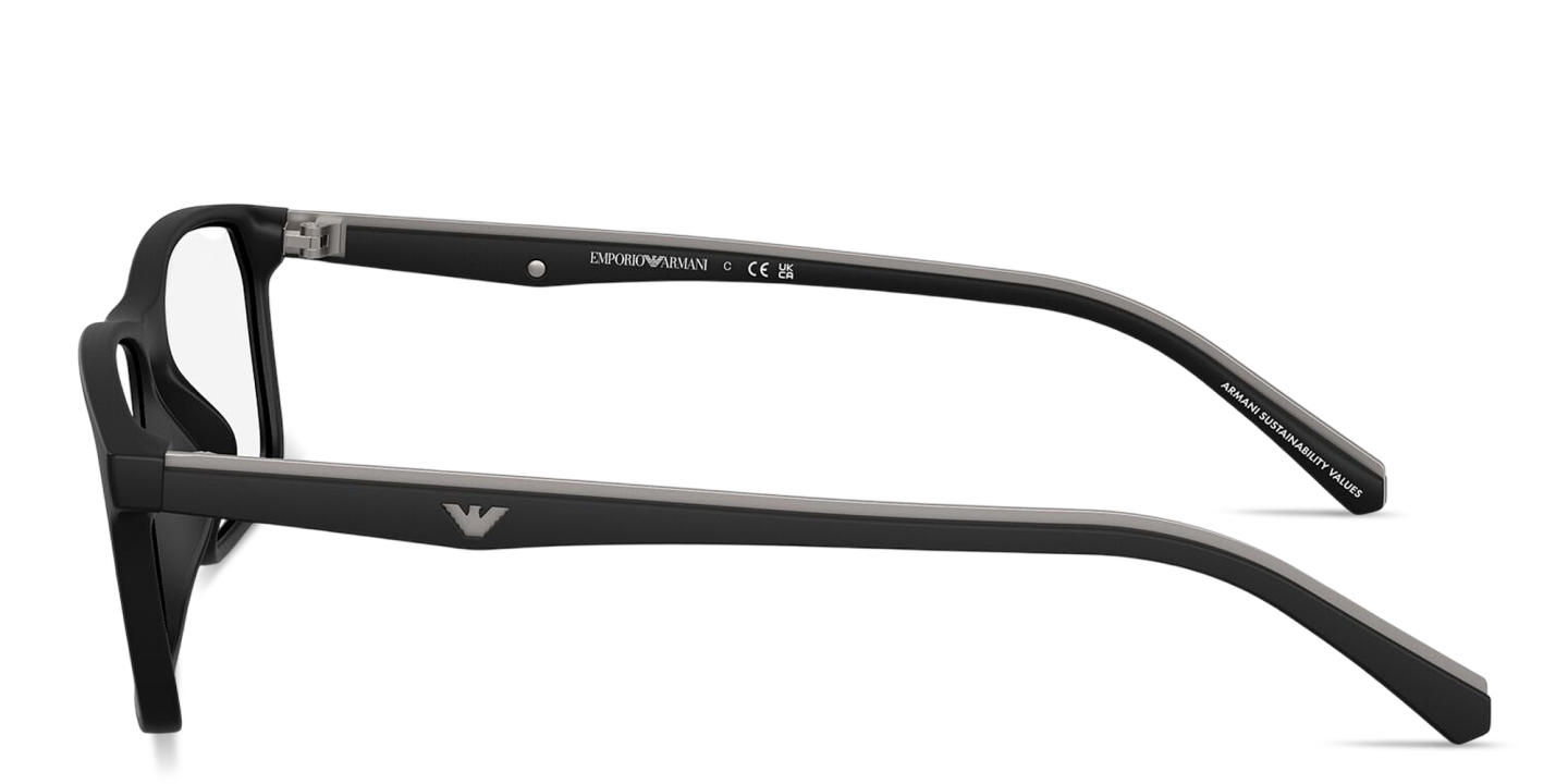 Shop Emporio Armani Eagle Logo Wide Pillow Eyeglasses in Matte Black online.