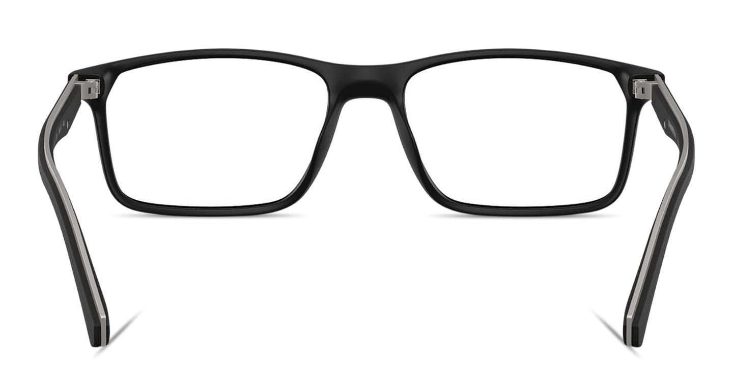 Shop Emporio Armani Eagle Logo Wide Pillow Eyeglasses in Matte Black online.
