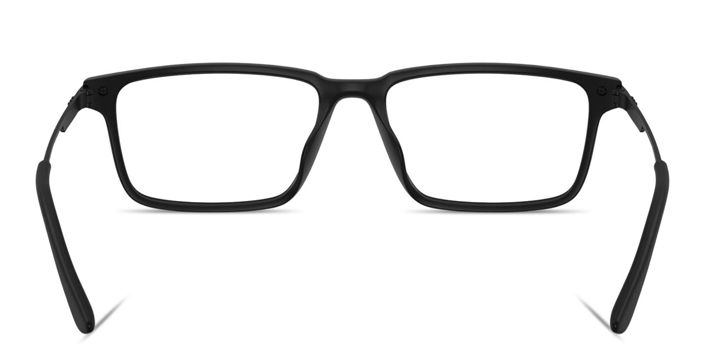 Shop Emporio Armani Eagle Logo Rectangle Eyeglasses in Black online.