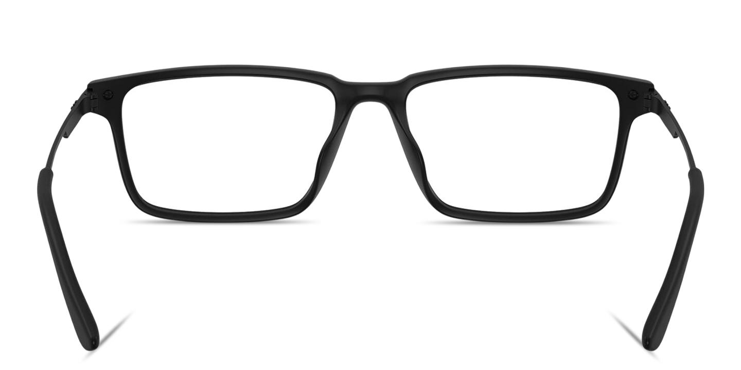 Shop Emporio Armani Eagle Logo Wide Rectangle Eyeglasses in Matte Black online.