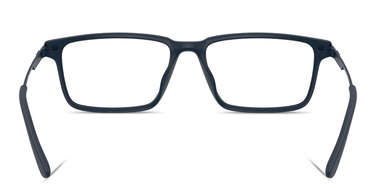 Shop Emporio Armani Eagle Logo Wide Rectangle Eyeglasses in Matte Blue online.