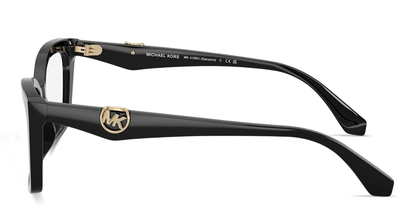 Shop Michael Kors Garzeno Wide Rectangle Eyeglasses in Black online.