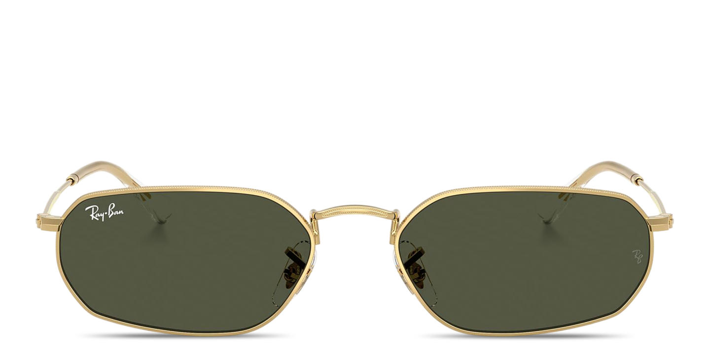 Shop Ray-Ban Logo Signature Unisex Irregular Sunglasses in Arista Gold online.