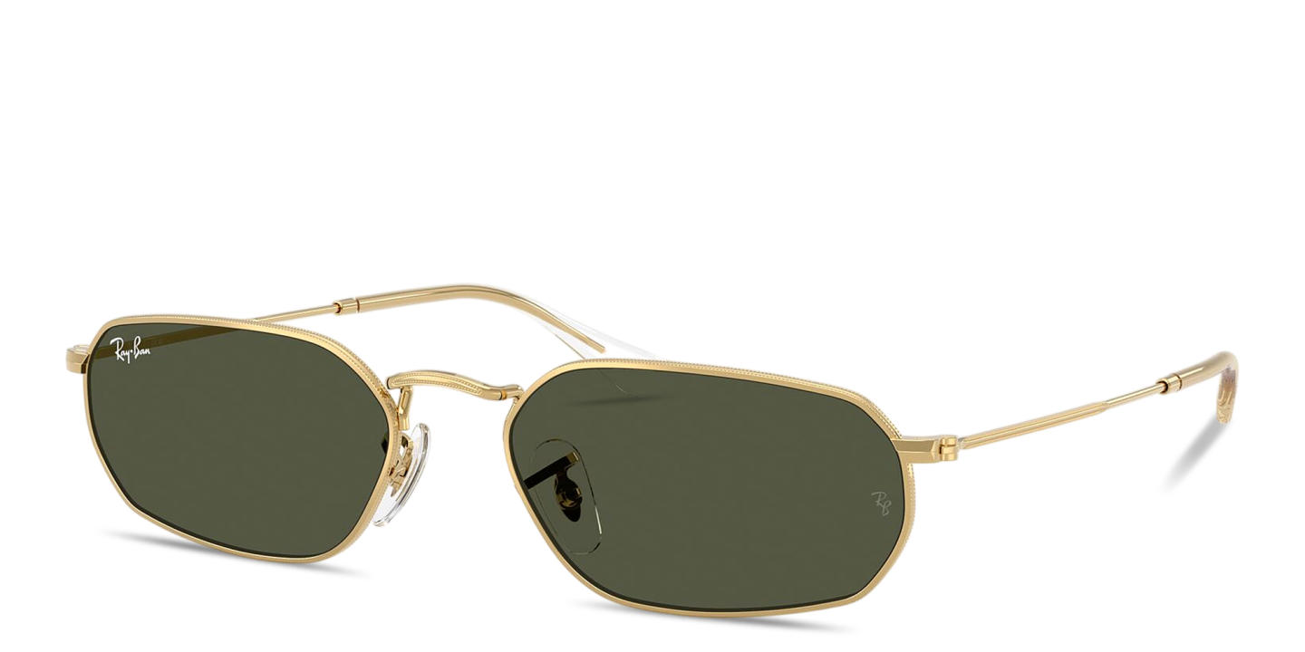 Shop Ray-Ban Logo Signature Unisex Irregular Sunglasses in Arista Gold online.