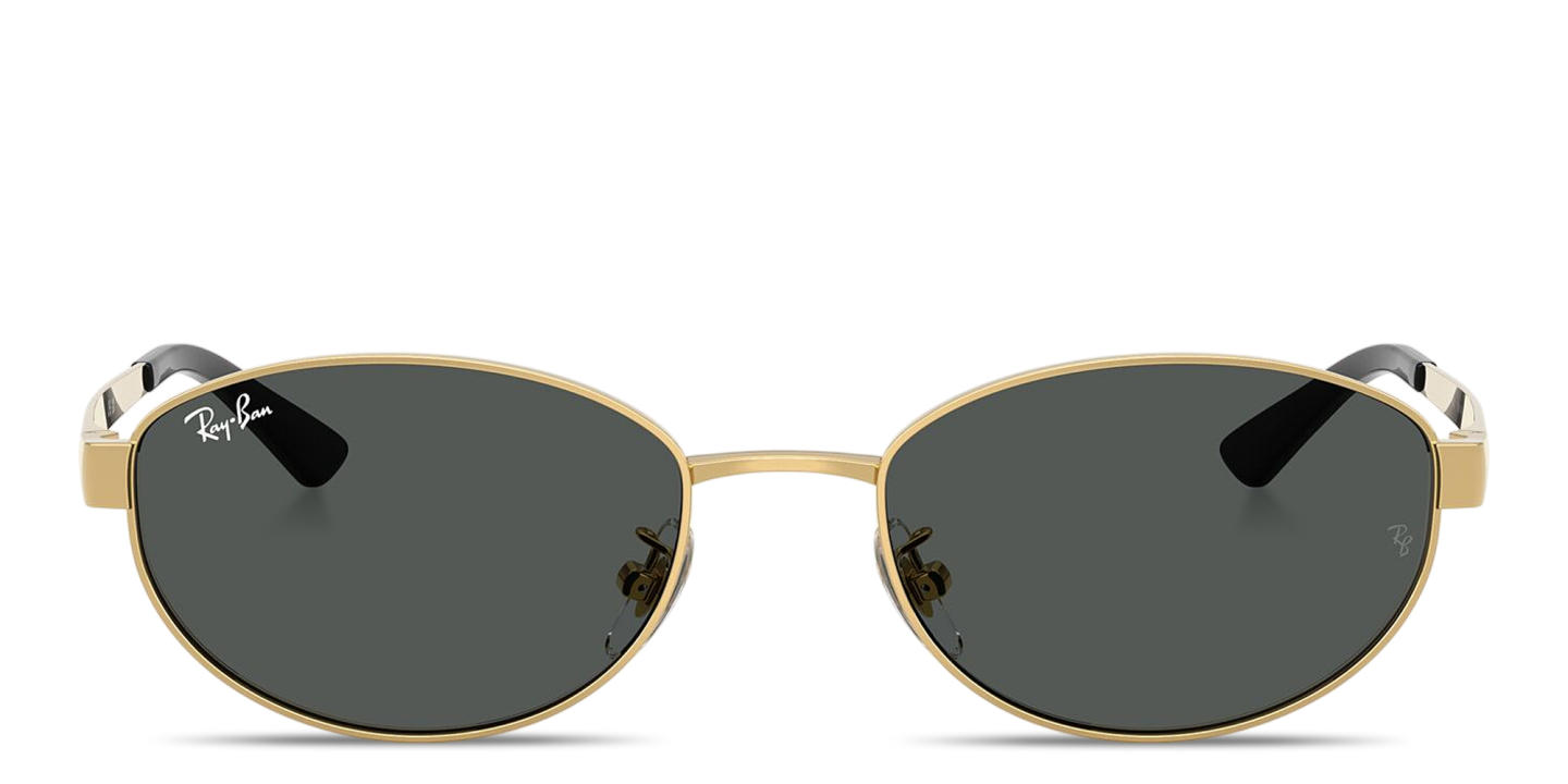 Shop Ray-Ban Engraved Logo Unisex Oval Sunglasses in Arista Gold online.