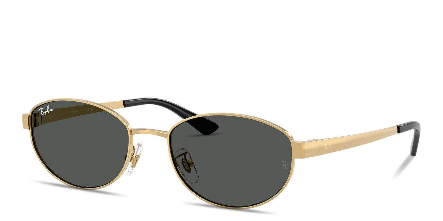 Shop Ray-Ban Engraved Logo Unisex Oval Sunglasses in Arista Gold online.