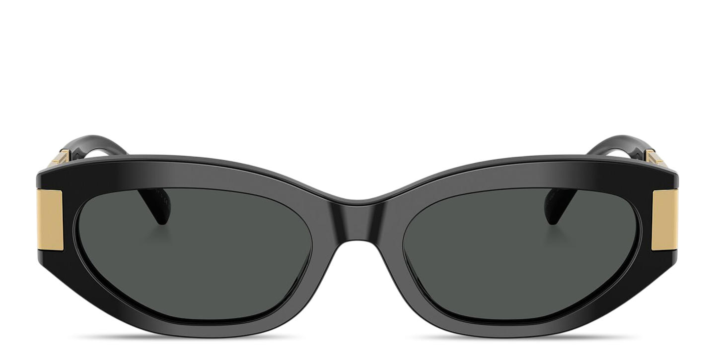 Shop VERSACE Greca Cat-Eye Sunglasses in Black online.