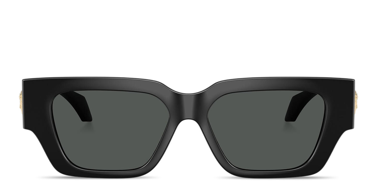 Shop VERSACE Medusa Square Sunglasses in Black online.