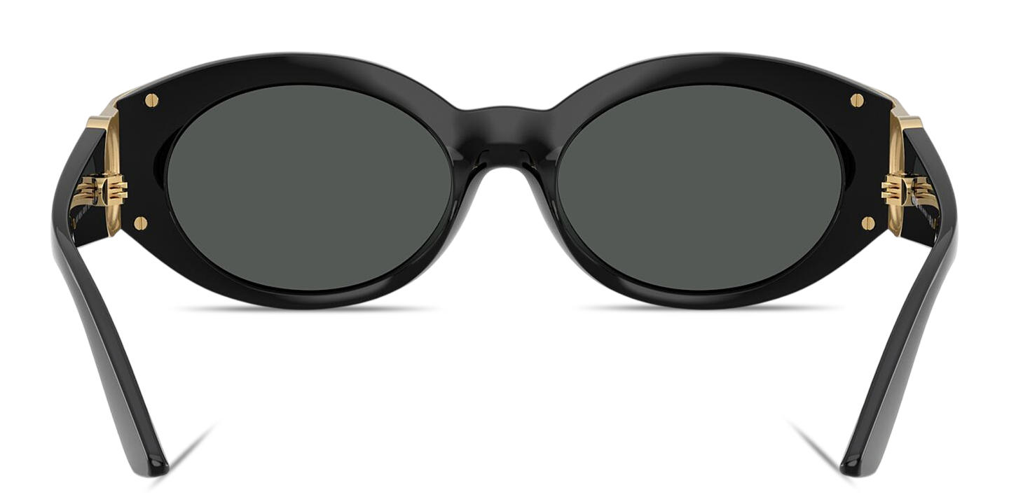 Shop VERSACE Medusa Oval Sunglasses in Black online.