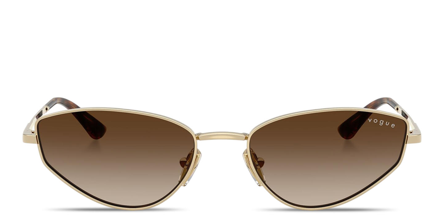 Shop Vogue Eyewear Engraved Logo Cat-Eye Sunglasses in Pale Gold online.