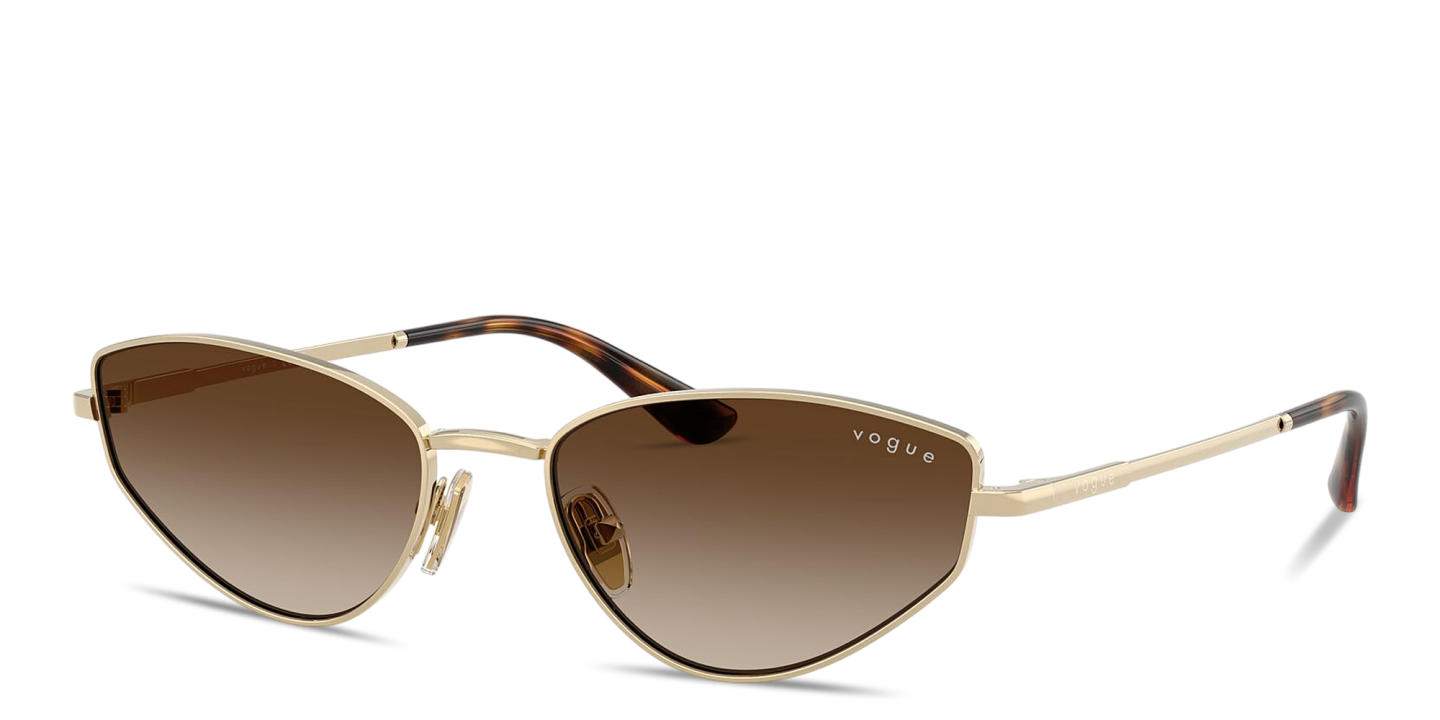Shop Vogue Eyewear Engraved Logo Cat-Eye Sunglasses in Pale Gold online.