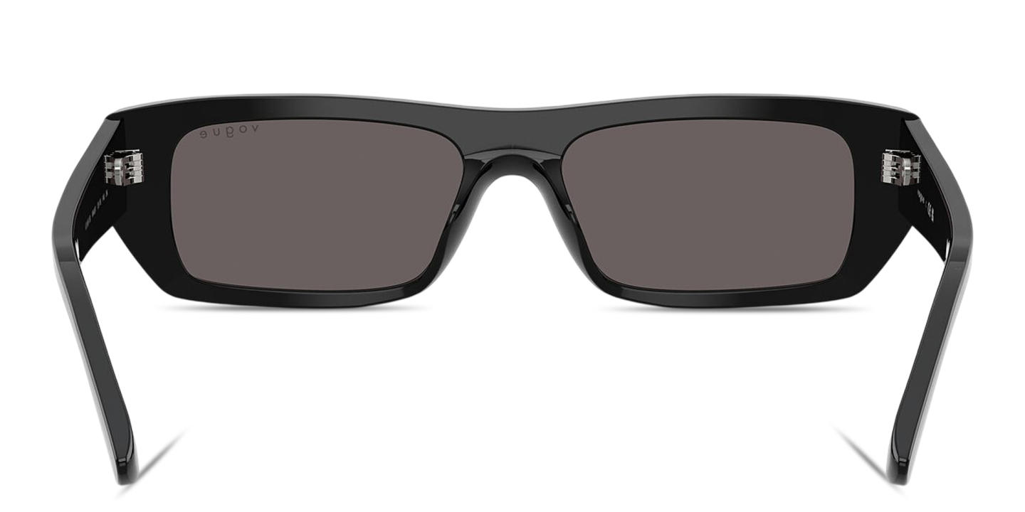 Shop Vogue Eyewear Logo Lettering Rectangle Sunglasses in Black online.