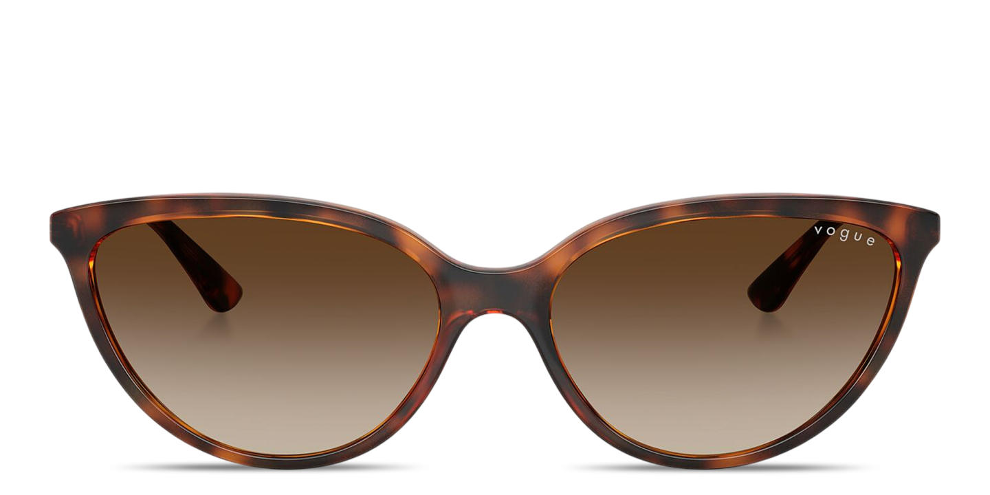 Shop Vogue Eyewear Engraved Logo Cat-Eye Sunglasses in Dark Havana online.