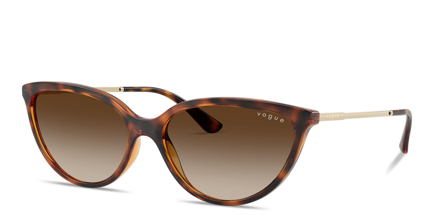 Shop Vogue Eyewear Engraved Logo Cat-Eye Sunglasses in Dark Havana online.