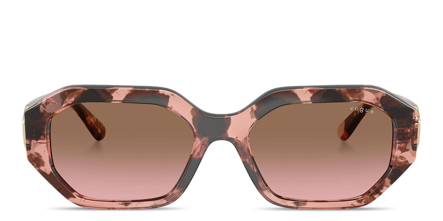Shop Vogue Eyewear Logo Lettering Irregular Sunglasses in Havana online.