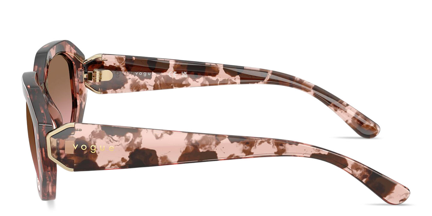 Shop Vogue Eyewear Logo Lettering Irregular Sunglasses in Havana online.