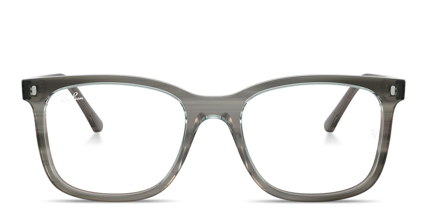 Shop Ray-Ban Optics Unisex Square Eyeglasses in Striped Grey online.