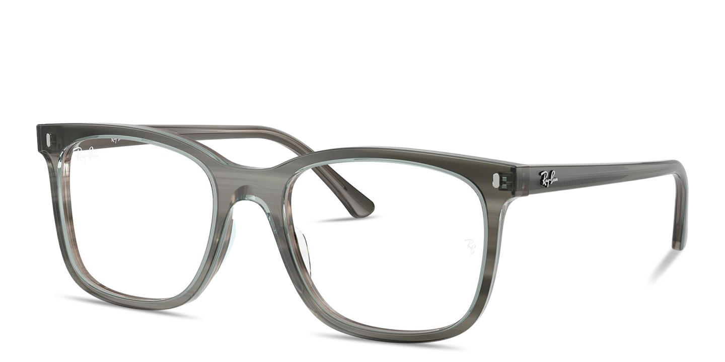 Shop Ray-Ban Optics Unisex Square Eyeglasses in Striped Grey online.