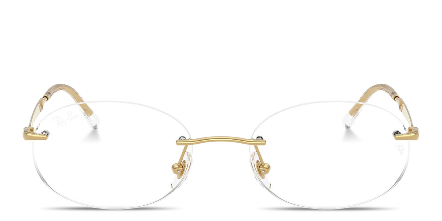 Shop Ray-Ban Optics Unisex Rimless Oval Eyeglasses in Arista Gold online.