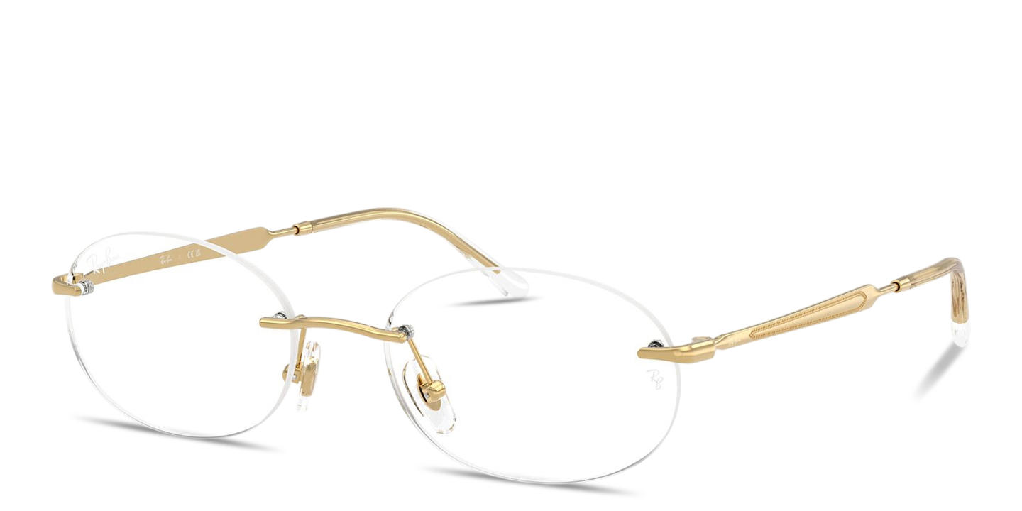 Shop Ray-Ban Optics Unisex Rimless Oval Eyeglasses in Arista Gold online.