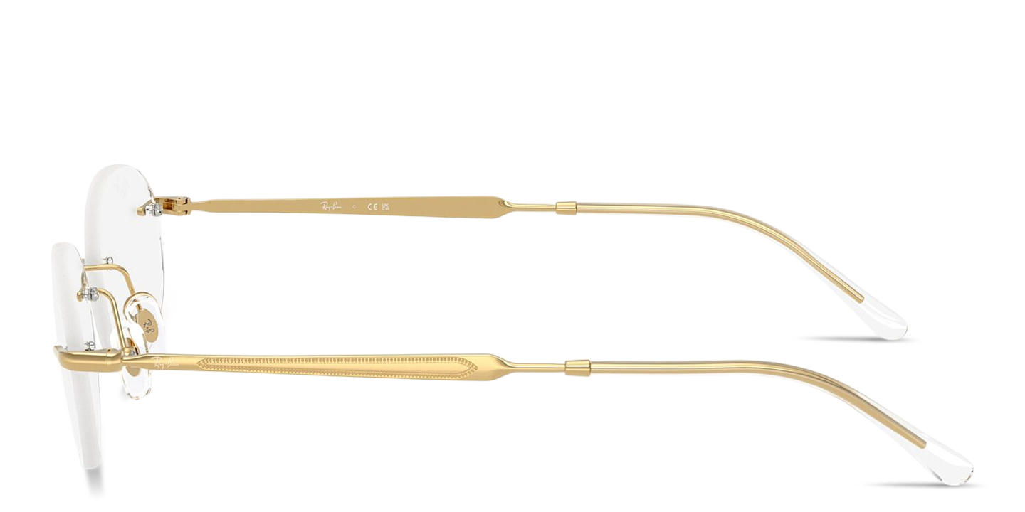 Shop Ray-Ban Optics Unisex Rimless Oval Eyeglasses in Arista Gold online.