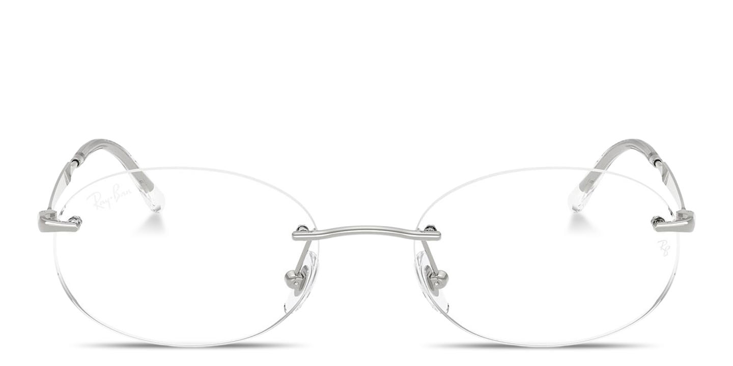 Shop Ray-Ban Optics Unisex Rimless Oval Eyeglasses in Silver online.