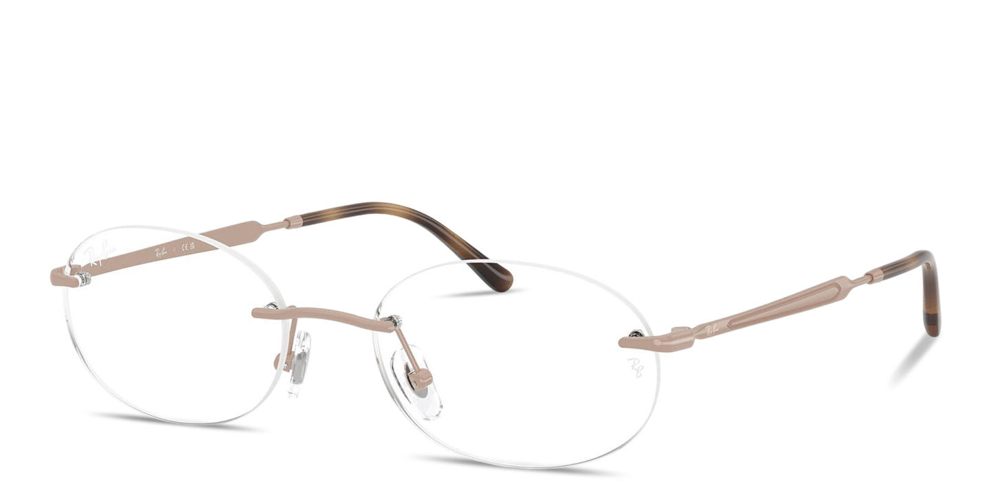 Shop Ray-Ban Optics Unisex Rimless Oval Eyeglasses in Pink online.
