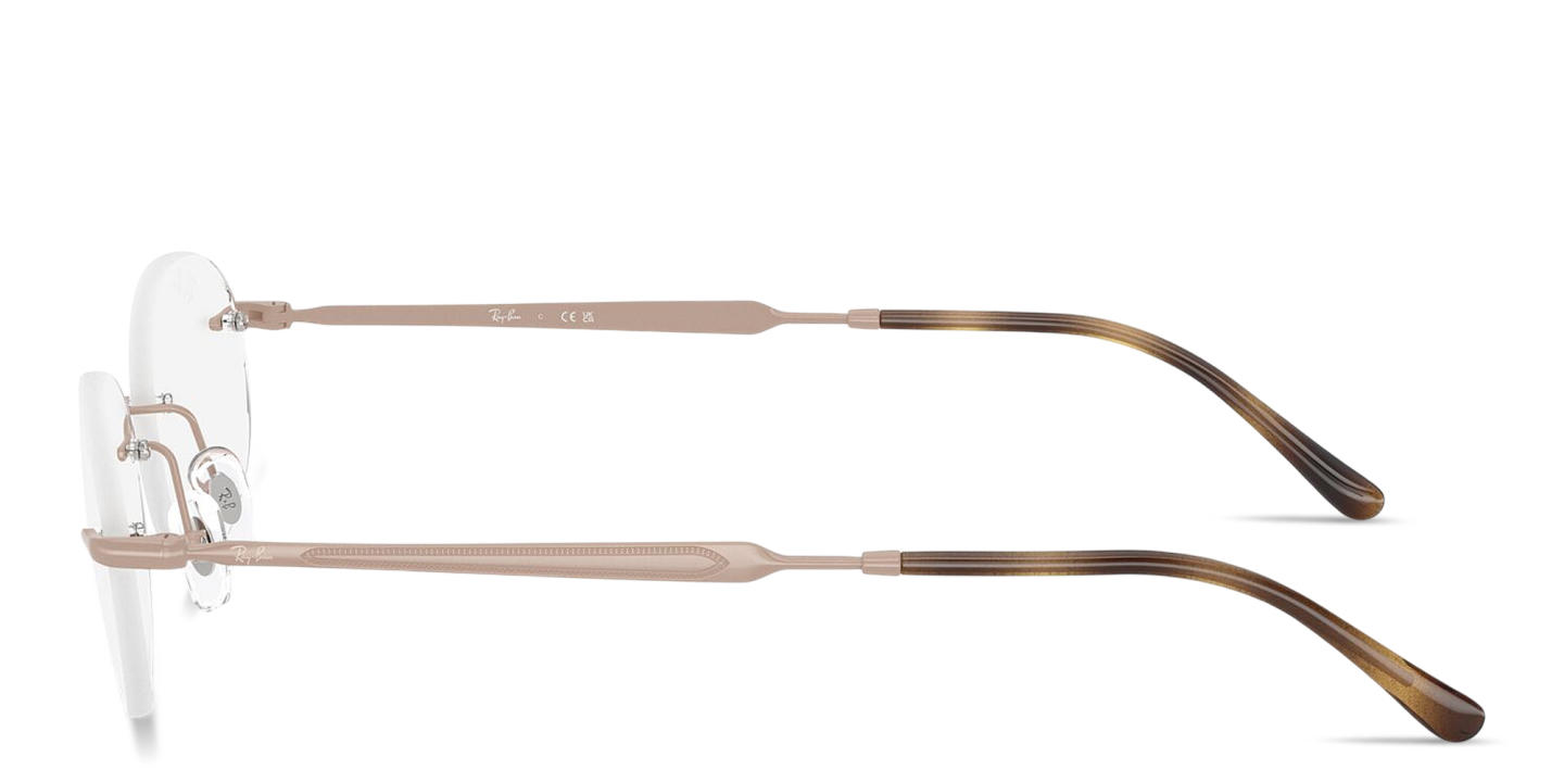 Shop Ray-Ban Optics Unisex Rimless Oval Eyeglasses in Pink online.