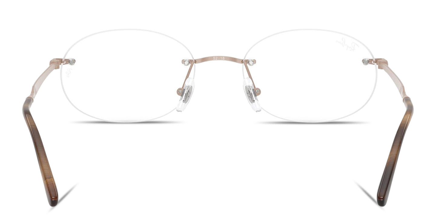 Shop Ray-Ban Optics Unisex Rimless Oval Eyeglasses in Pink online.