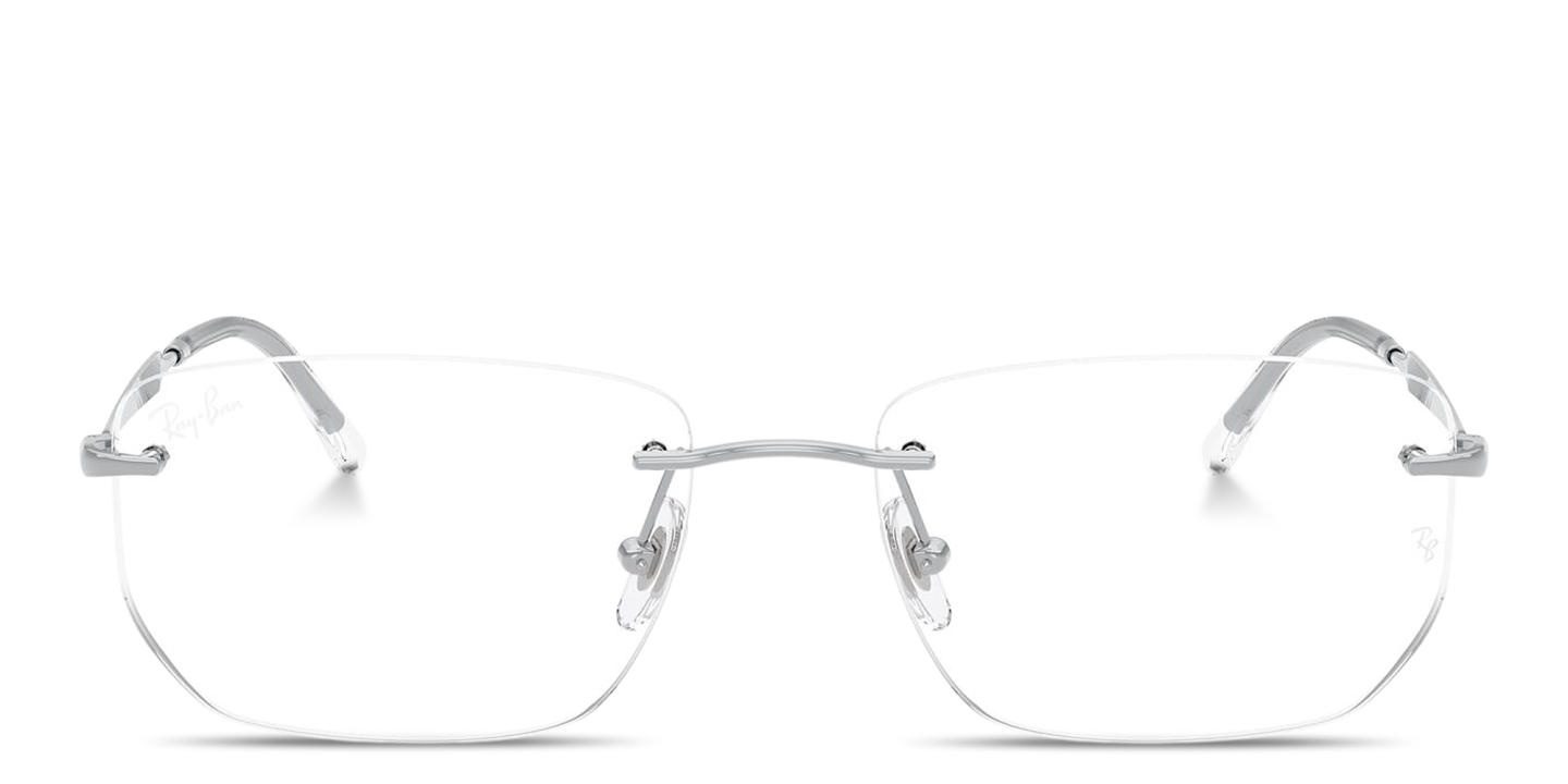 Shop Ray-Ban Optics Unisex Rimless Irregular Eyeglasses in Silver online.