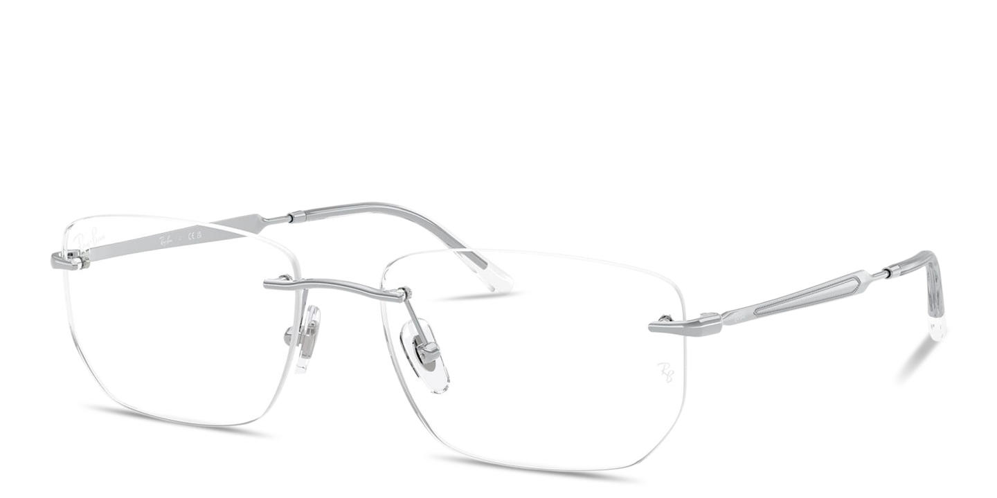 Shop Ray-Ban Optics Unisex Rimless Irregular Eyeglasses in Silver online.