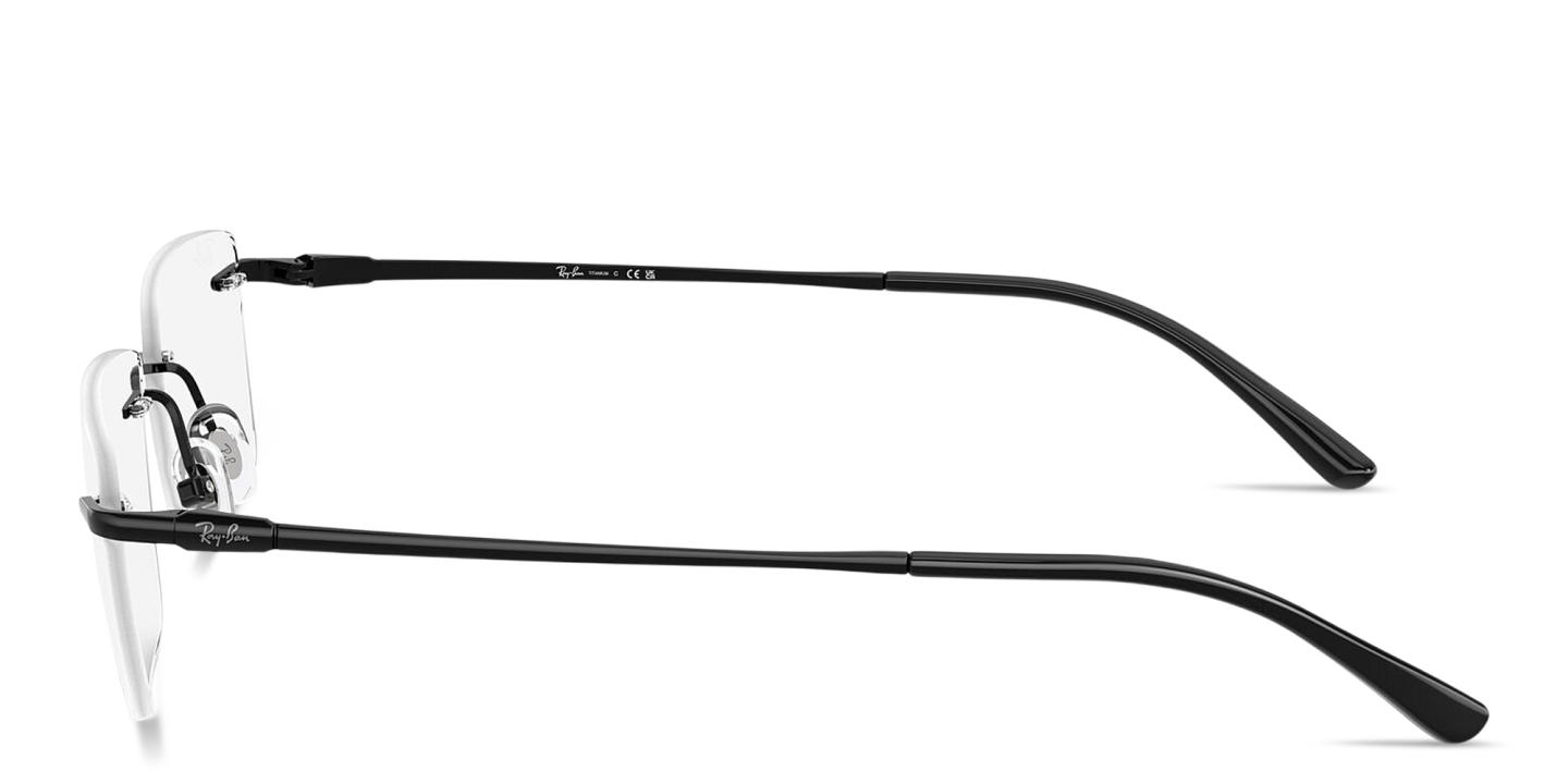 Shop Ray-Ban Titanium Optics Unisex Wide Rimless Rectangle Eyeglasses in Black online.