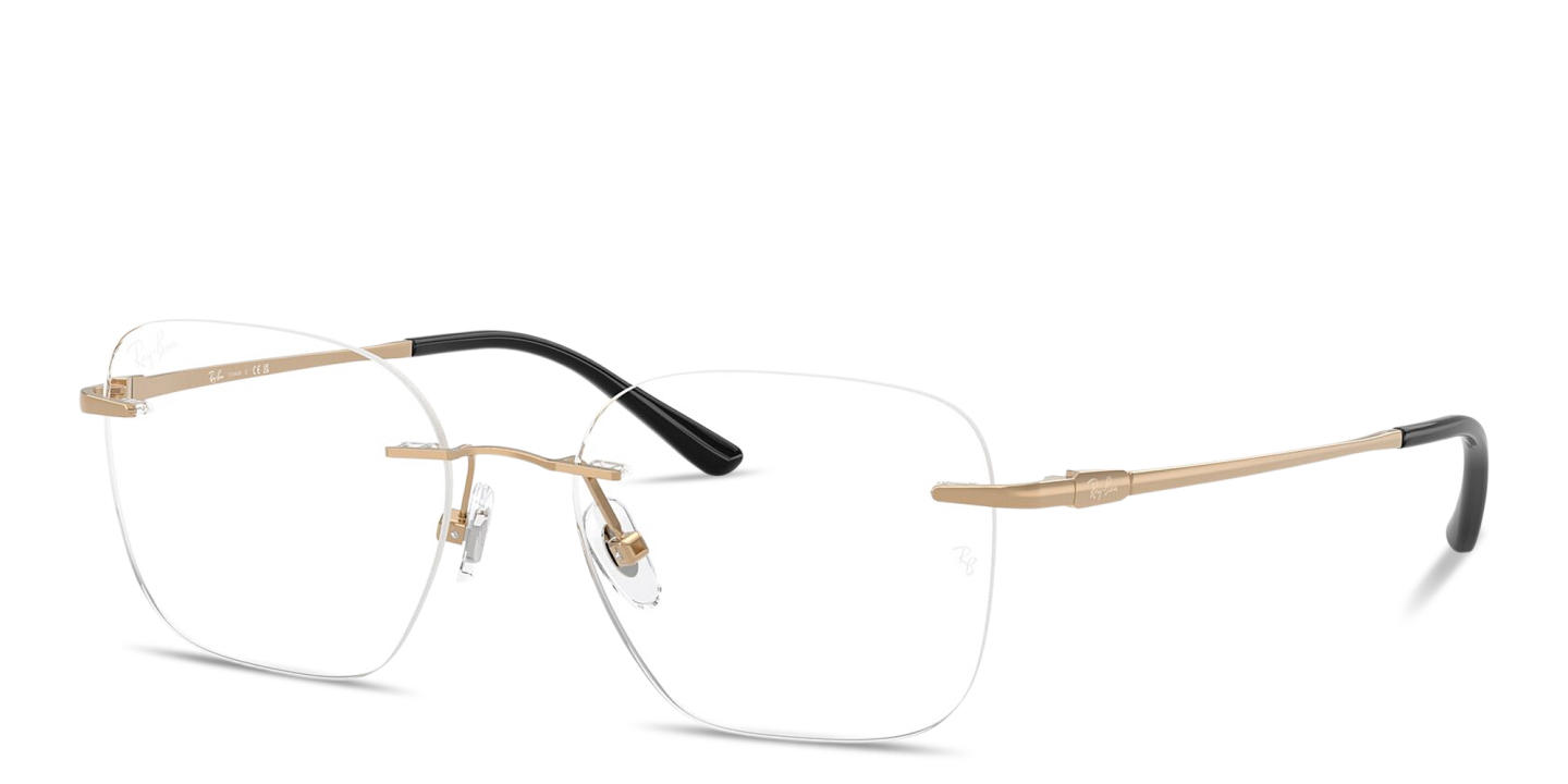Shop Ray-Ban Titanium Optics Unisex Rimless Square Eyeglasses in Rose Gold online.