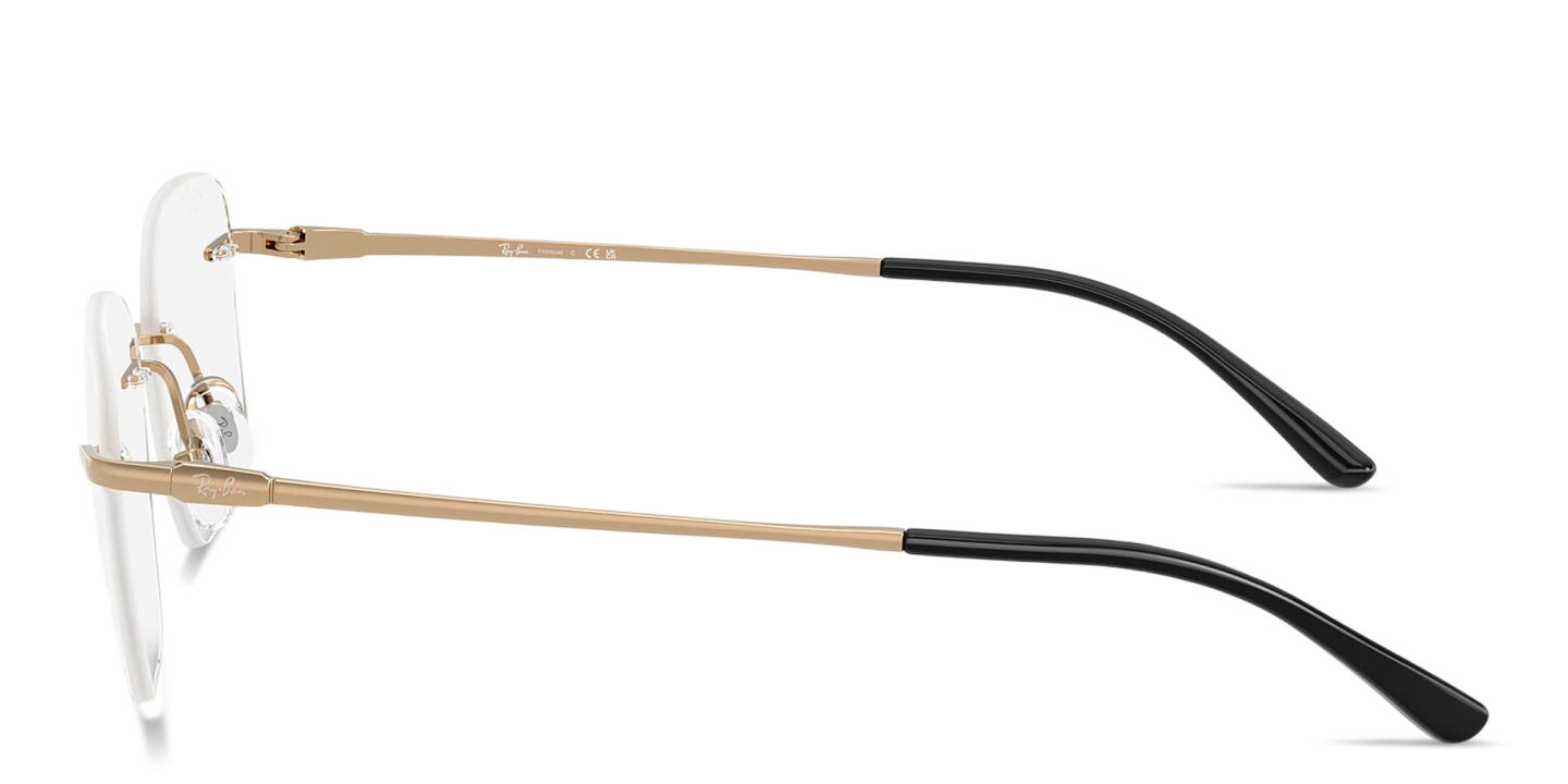 Shop Ray-Ban Titanium Optics Unisex Rimless Square Eyeglasses in Rose Gold online.