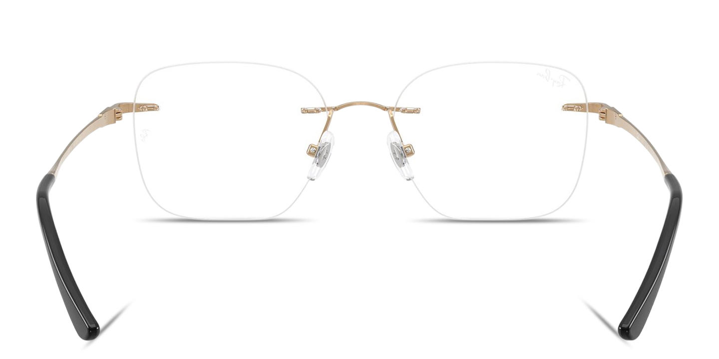Shop Ray-Ban Titanium Optics Unisex Rimless Square Eyeglasses in Rose Gold online.