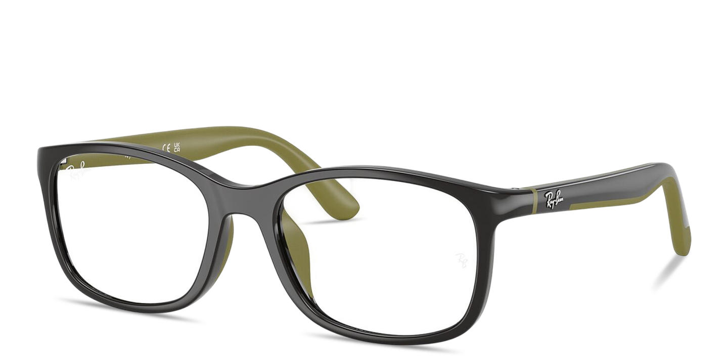 Shop Ray-Ban Optics Kids Bio-Based Pillow Eyeglasses in Grey On Rubber Green online.