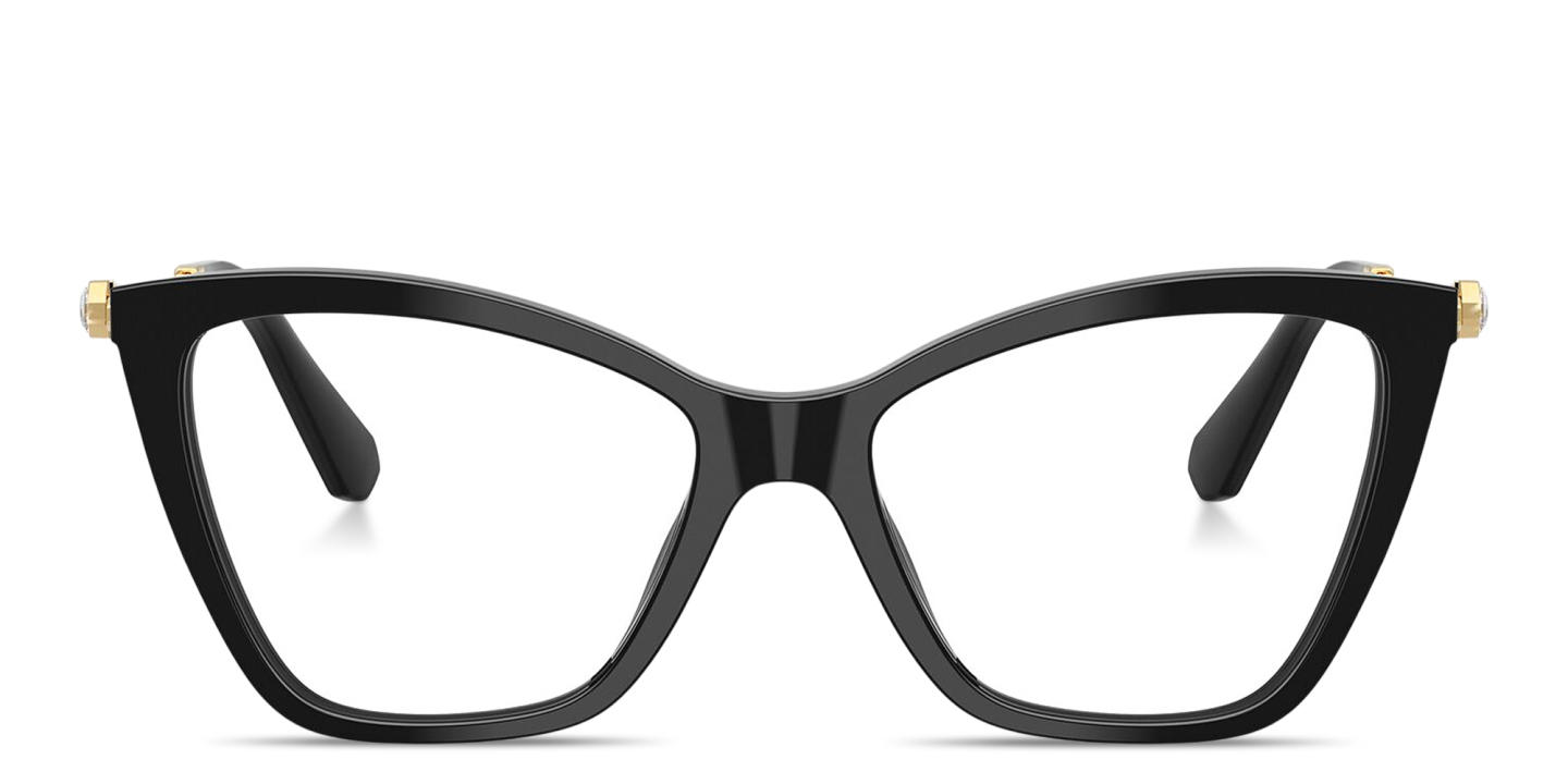 Shop Swarovski Crystal-Embellished Cat-Eye Eyeglasses in Black online.