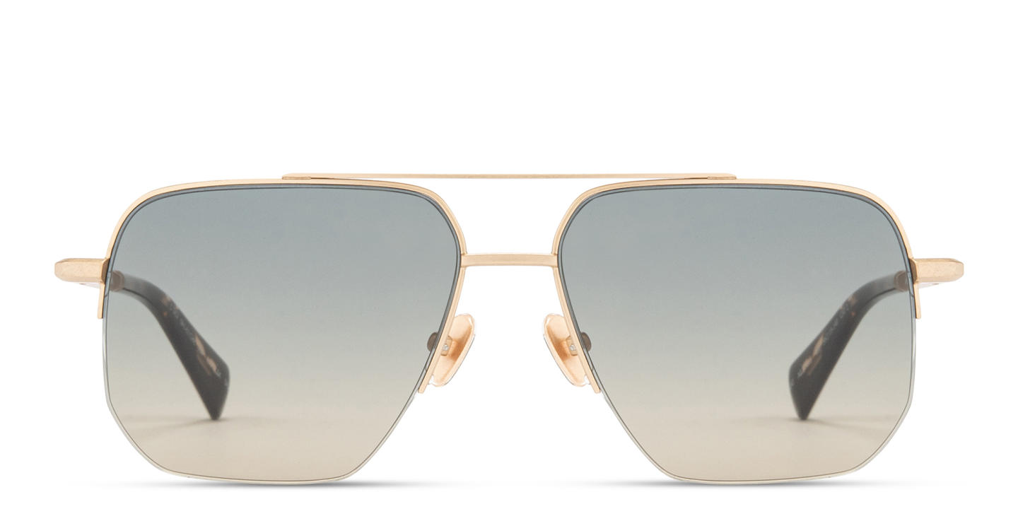 Shop ALL SAINTS Kai Half-Rim Square Sunglasses in Polished Gold online.