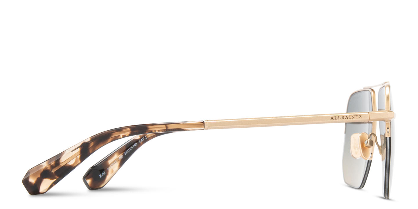 Shop ALL SAINTS Kai Half-Rim Square Sunglasses in Polished Gold online.