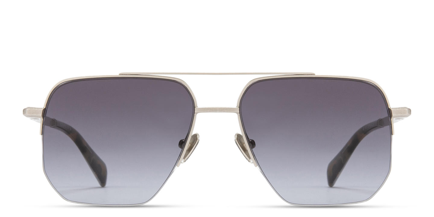 Shop ALL SAINTS Kai Half-Rim Square Sunglasses in Polished Silver online.