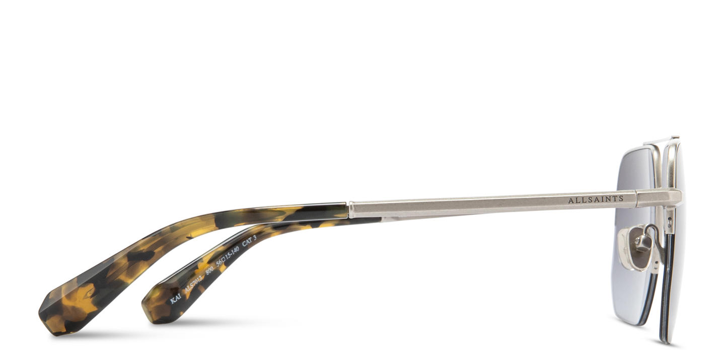 Shop ALL SAINTS Kai Half-Rim Square Sunglasses in Polished Silver online.