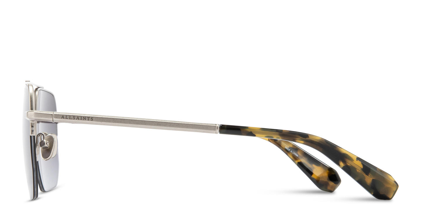 Shop ALL SAINTS Kai Half-Rim Square Sunglasses in Polished Silver online.