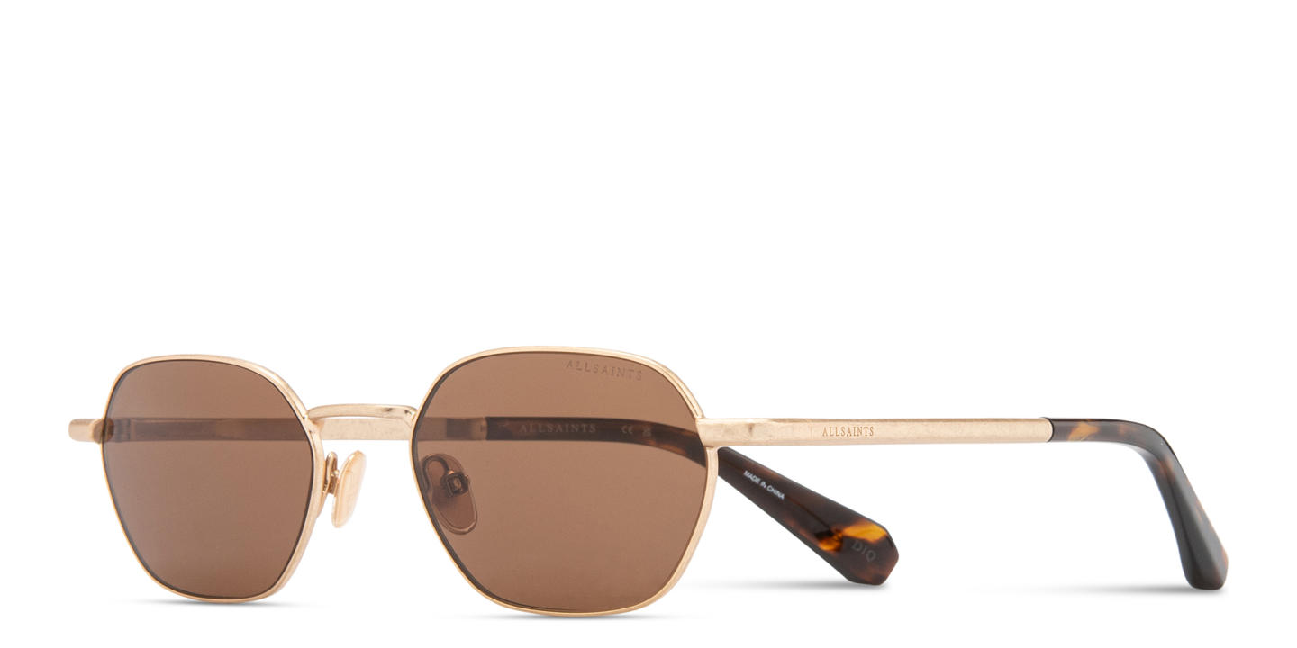Shop ALL SAINTS Rory Unisex Irregular Sunglasses in Gold online.