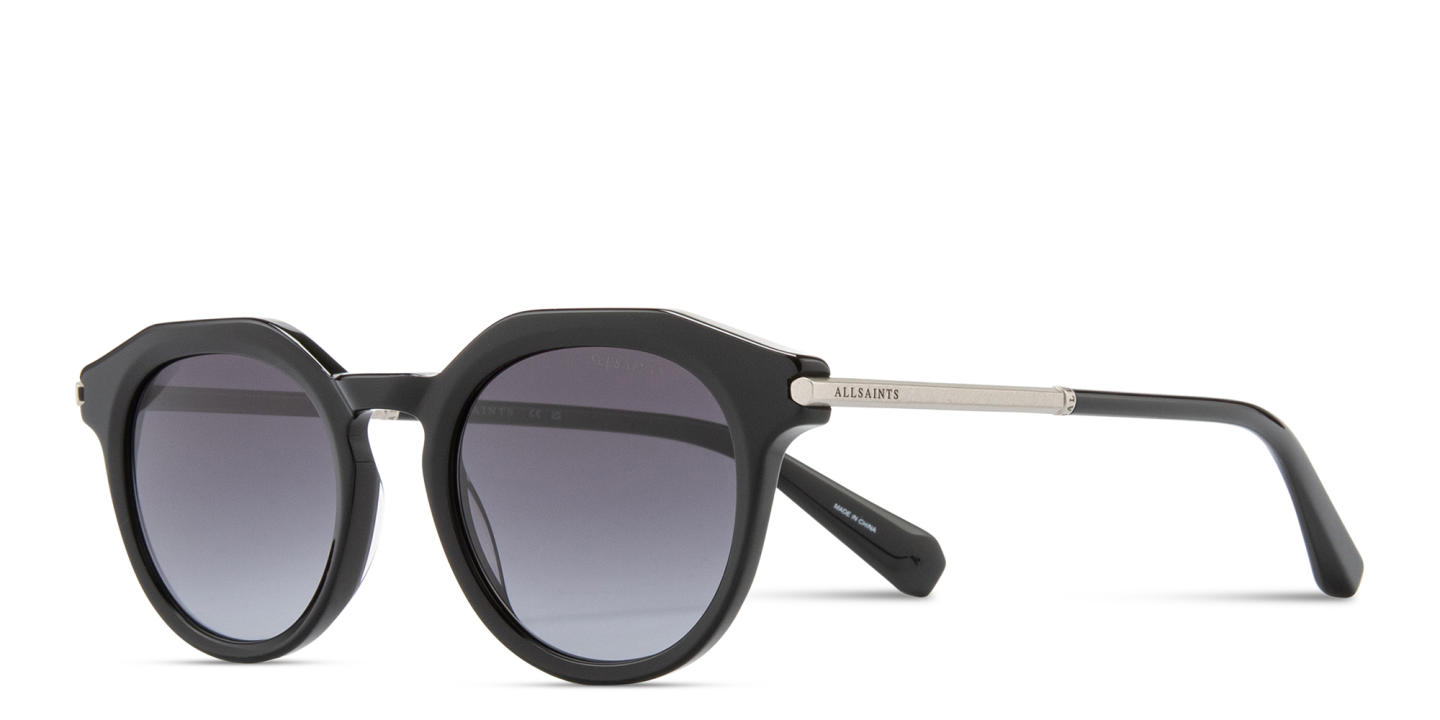 Shop ALL SAINTS Van Unisex Round Sunglasses in Black online.