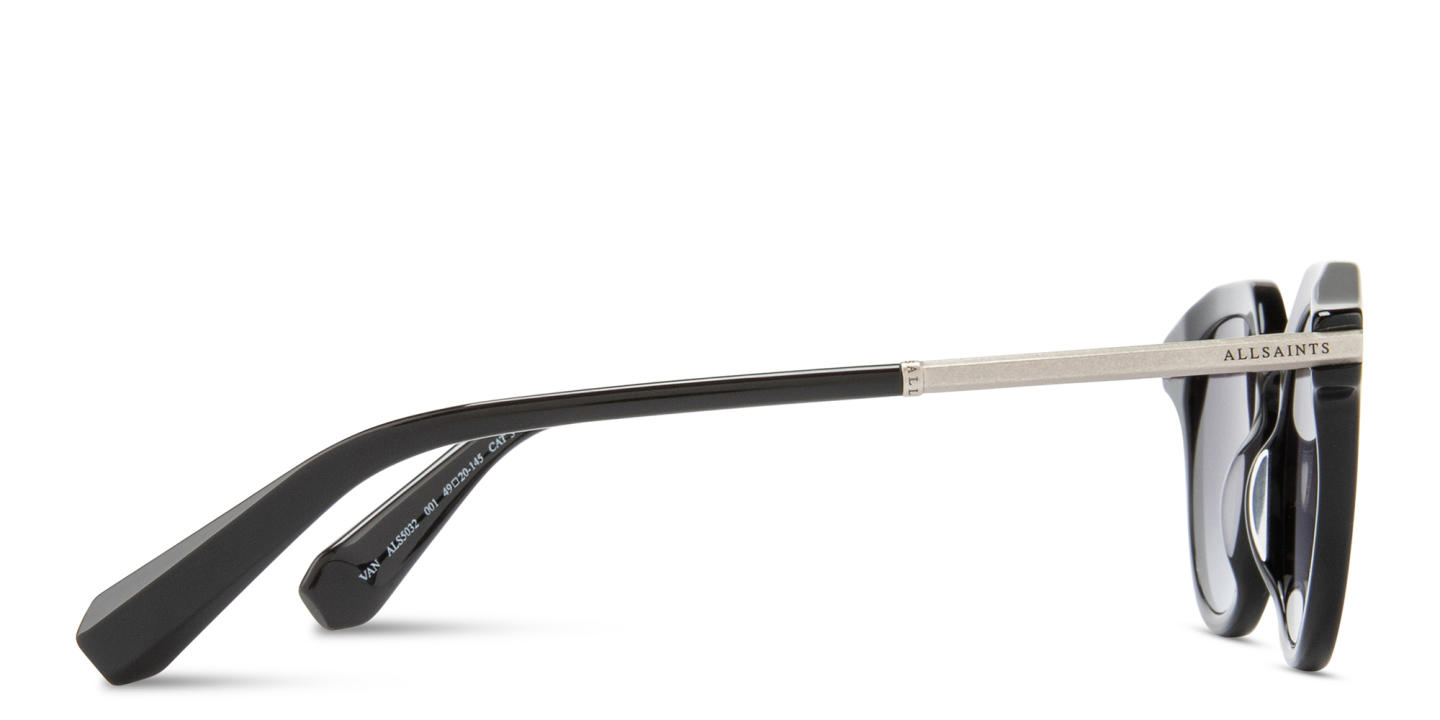 Shop ALL SAINTS Van Unisex Round Sunglasses in Black online.