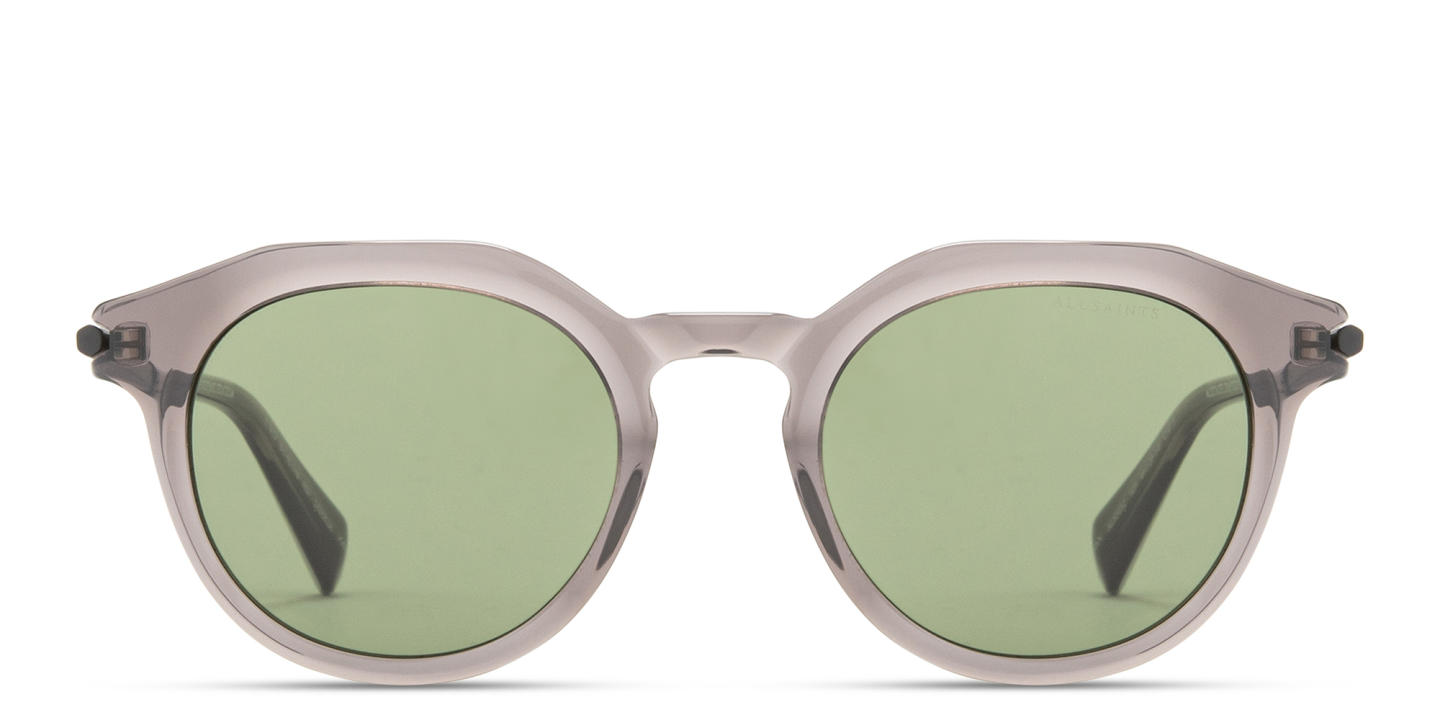 Shop ALL SAINTS Van Unisex Round Sunglasses in Transparent Grey online.